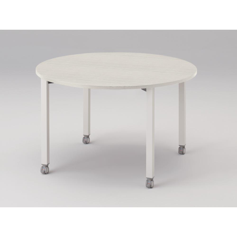 アクトリンク ミーティングテーブル 円型 配線キャップなし キャスター脚 φ1200×H720　JPM-1212CNC-WH　［WH：天板 61/アッシュドパインL×脚 W9/ホワイトW］