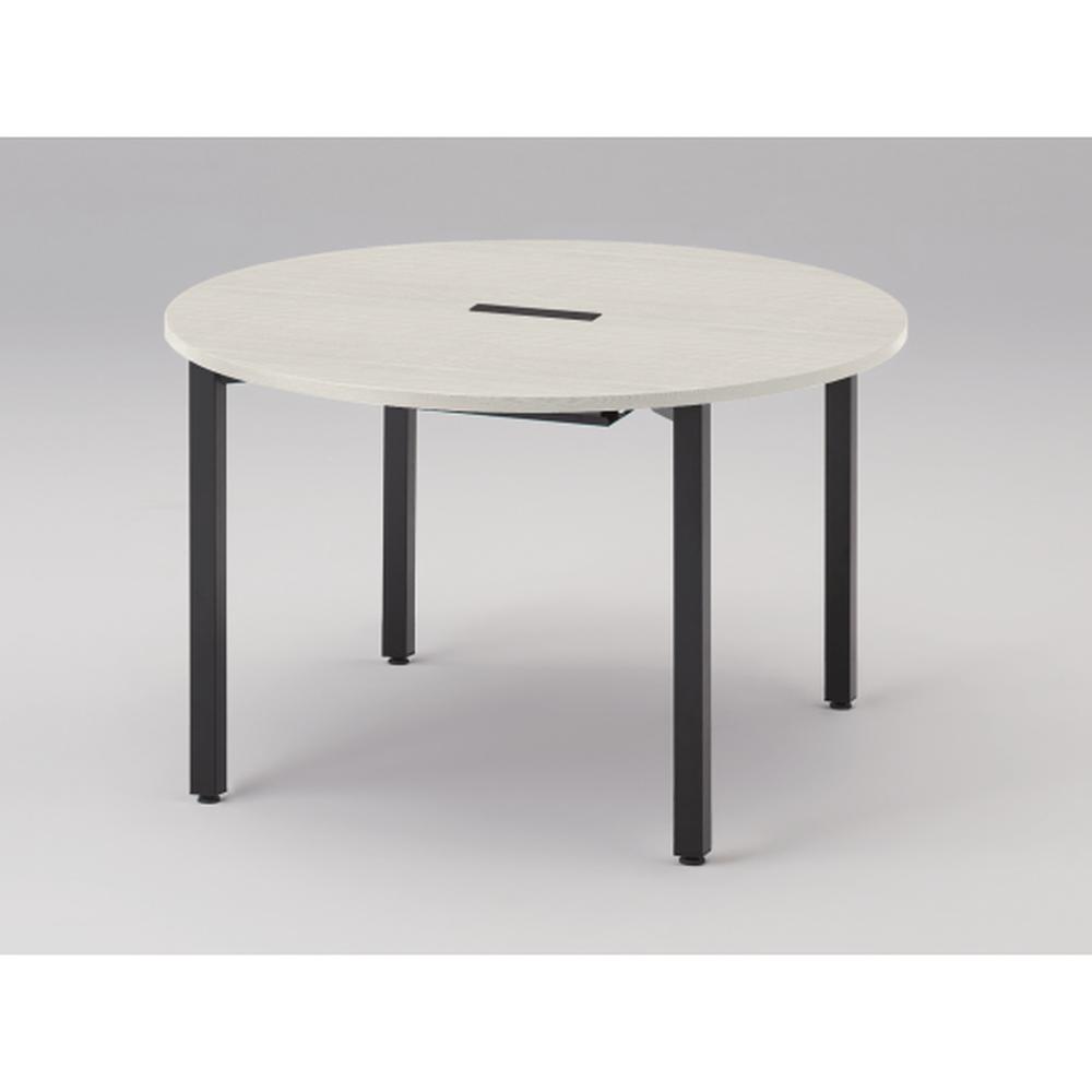 アクトリンク ミーティングテーブル 円型 配線キャップ付 アジャスター脚 φ1200×H720　JPM-1212CWA-TH　［TH：天板 61/アッシュドパインL×脚 T1/サテンブラックT］