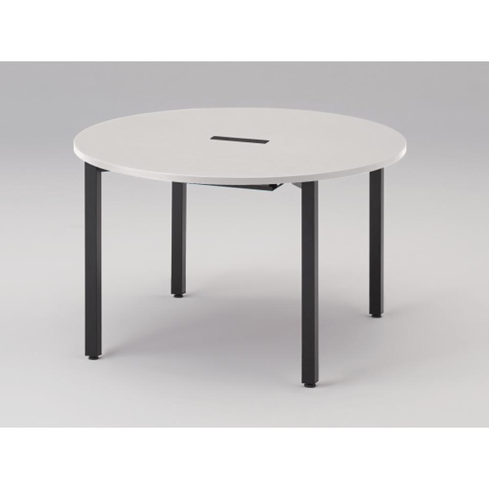 アクトリンク ミーティングテーブル 円型 配線キャップ付 アジャスター脚 φ1200×H720　JPM-1212CWA-TL　［TL：天板 W9/ホワイトW×脚 T1/サテンブラックT］