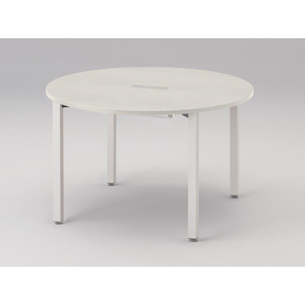 アクトリンク ミーティングテーブル 円型 配線キャップ付 アジャスター脚 φ1200×H720　JPM-1212CWA-WH　［WH：天板 61/アッシュドパインL×脚 W9/ホワイトW］
