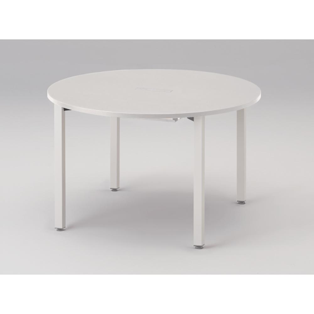 アクトリンク ミーティングテーブル 円型 配線キャップ付 アジャスター脚 φ1200×H720　JPM-1212CWA-WL　［WL：天板 W9/ホワイトW×脚 W9/ホワイトW］