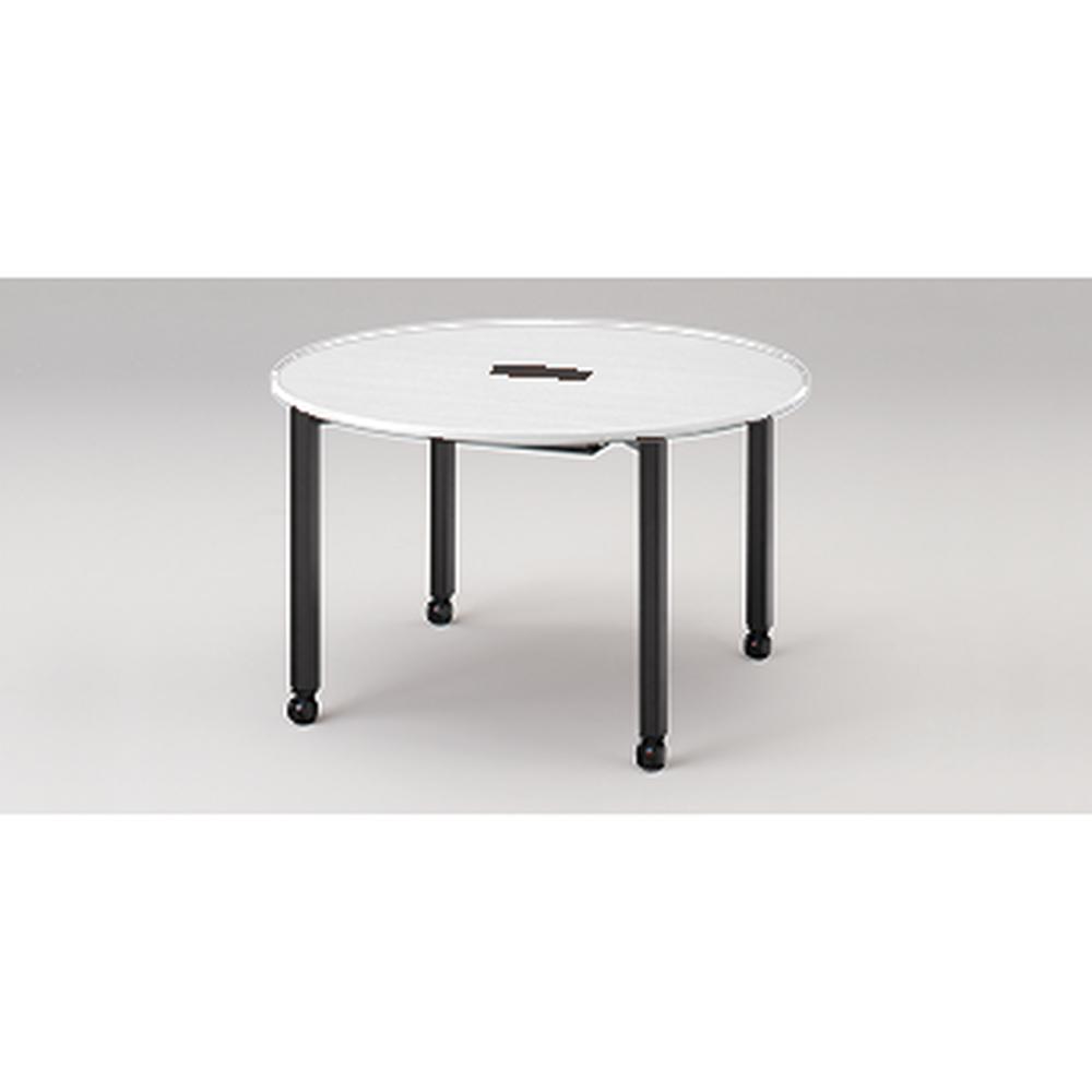 アクトリンク ミーティングテーブル 円型 配線キャップ付 キャスター脚 φ1200×H720　JPM-1212CWC-TL　［TL：天板 W9/ホワイトW×脚 T1/サテンブラックT］