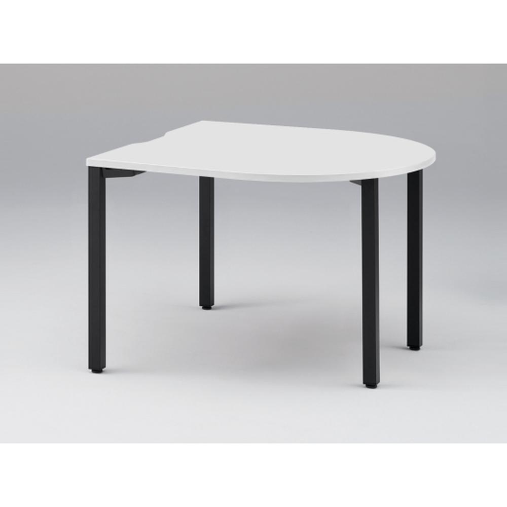 アクトリンク ミーティングテーブル 片R型 配線キャップなし アジャスター脚 W1200×D1200×H720　JPM-1212RNA-TL　［TL：天板 W9/ホワイトW×脚 T1/サテンブラックT］