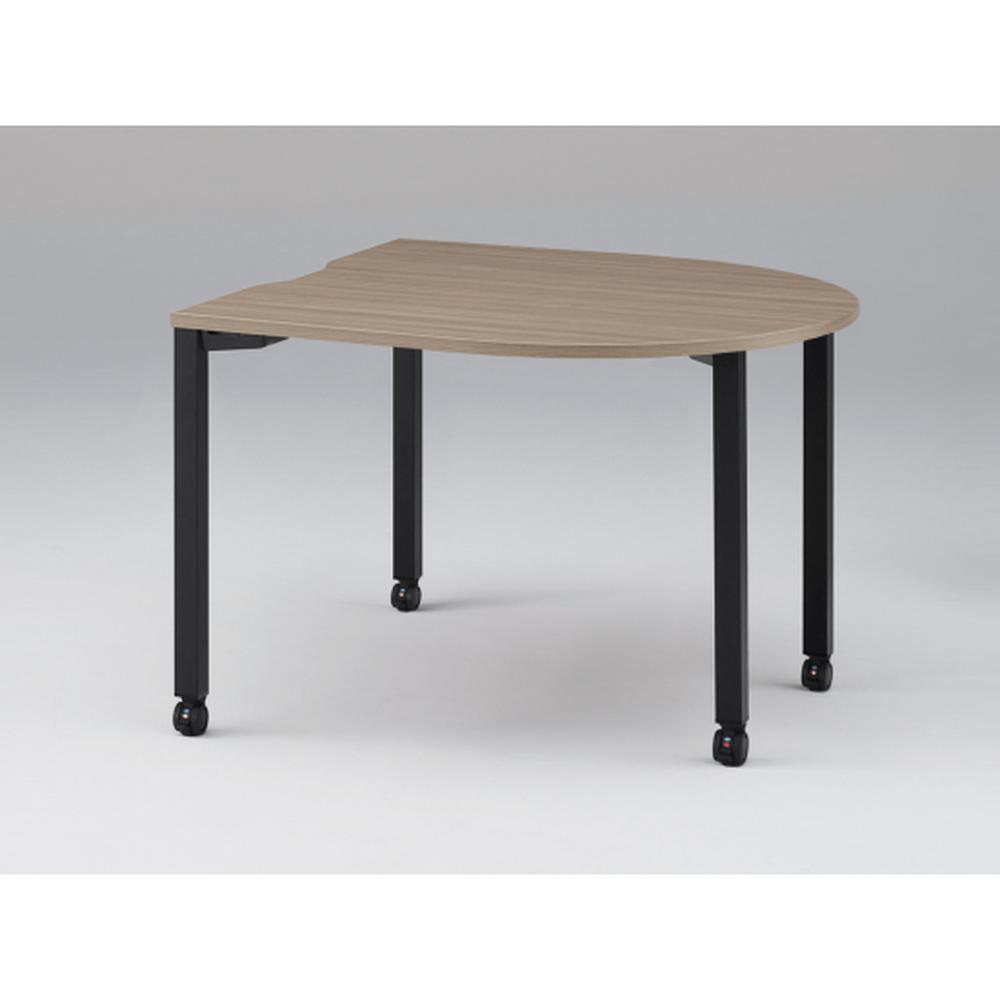 アクトリンク ミーティングテーブル 片R型 配線キャップなし キャスター脚 W1200×D1200×H720　JPM-1212RNC-TM　［TM：天板 71/アッシュドオークＭ×脚 T1/サテンブラックT］