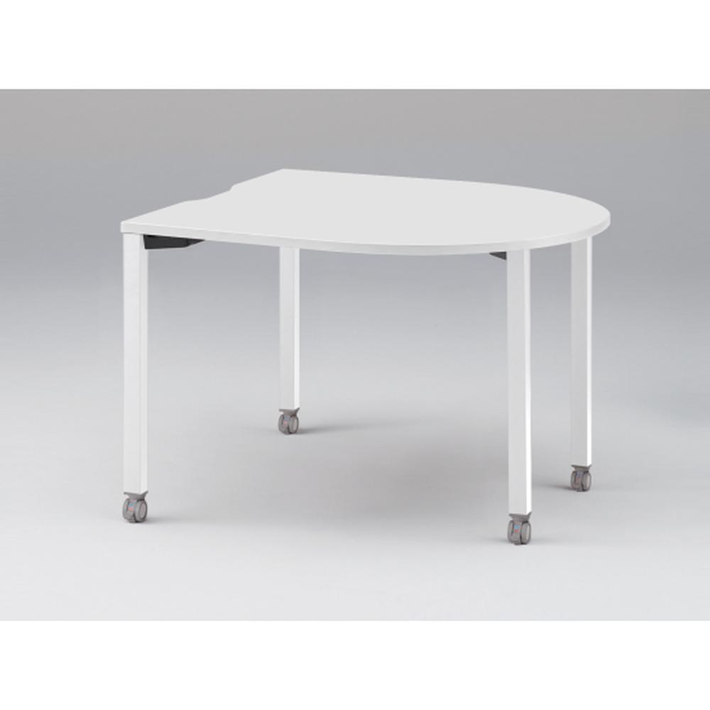 アクトリンク ミーティングテーブル 片R型 配線キャップなし キャスター脚 W1200×D1200×H720　JPM-1212RNC-WL　［WL：天板 W9/ホワイトW×脚 W9/ホワイトW］