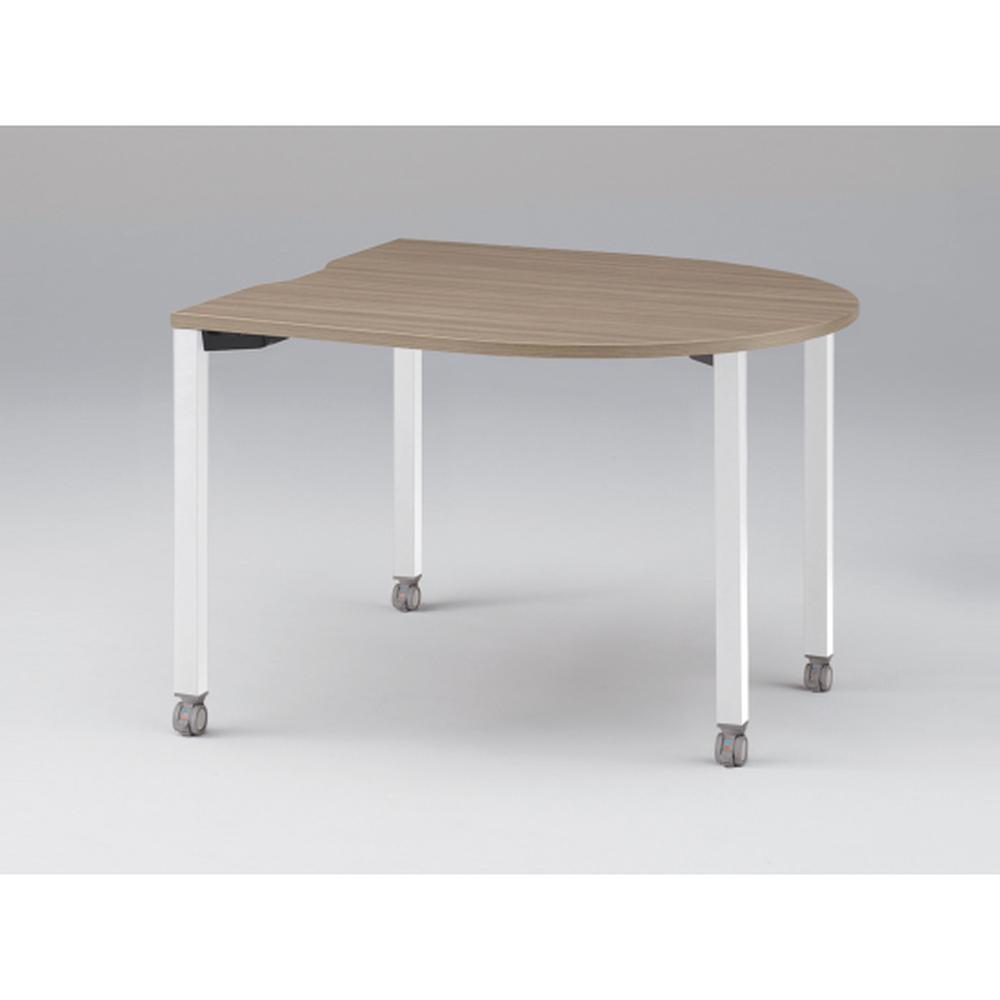 アクトリンク ミーティングテーブル 片R型 配線キャップなし キャスター脚 W1200×D1200×H720　JPM-1212RNC-WM　［WM：天板 71/アッシュドオークM×脚 W9/ホワイトW］