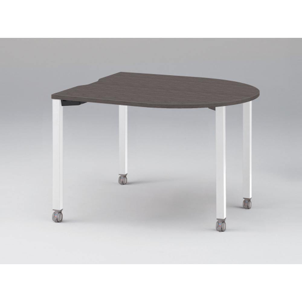 アクトリンク ミーティングテーブル 片R型 配線キャップなし キャスター脚 W1200×D1200×H720　JPM-1212RNC-WR　［WR：天板 81/アッシュドオークD×脚 W9/ホワイトW］