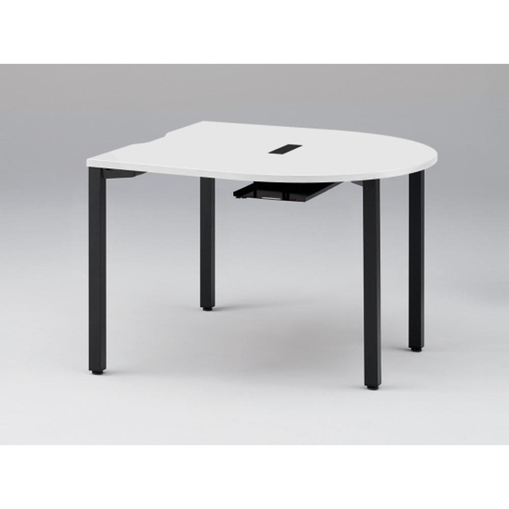 アクトリンク ミーティングテーブル 片R型 配線キャップ付 アジャスター脚 W1200×D1200×H720　JPM-1212RWA-TL　［TL：天板 W9/ホワイトW×脚 T1/サテンブラックT］