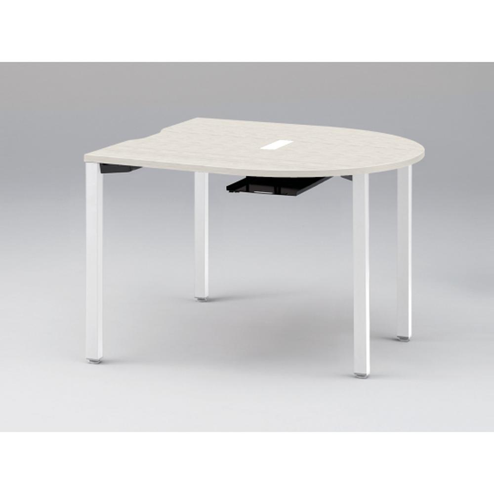 アクトリンク ミーティングテーブル 片R型 配線キャップ付 アジャスター脚 W1200×D1200×H720　JPM-1212RWA-WH　［WH：天板 61/アッシュドパインL×脚 W9/ホワイトW］