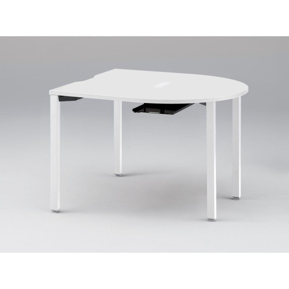 アクトリンク ミーティングテーブル 片R型 配線キャップ付 アジャスター脚 W1200×D1200×H720　JPM-1212RWA-WL　［WL：天板 W9/ホワイトW×脚 W9/ホワイトW］