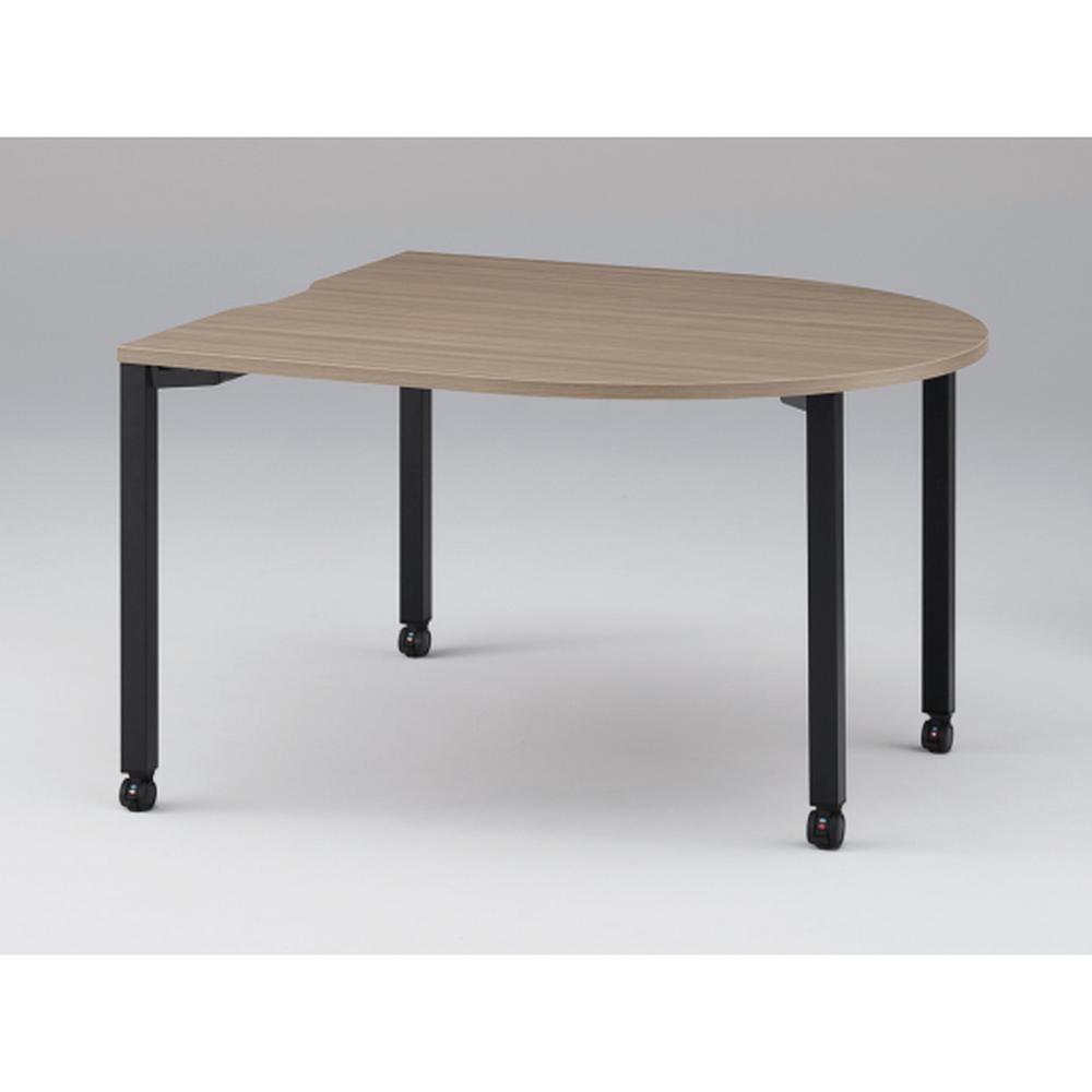 アクトリンク ミーティングテーブル 片R型 配線キャップなし キャスター脚 W1400×D1400×H720　JPM-1414RNC-TM　［TM：天板 71/アッシュドオークＭ×脚 T1/サテンブラックT］