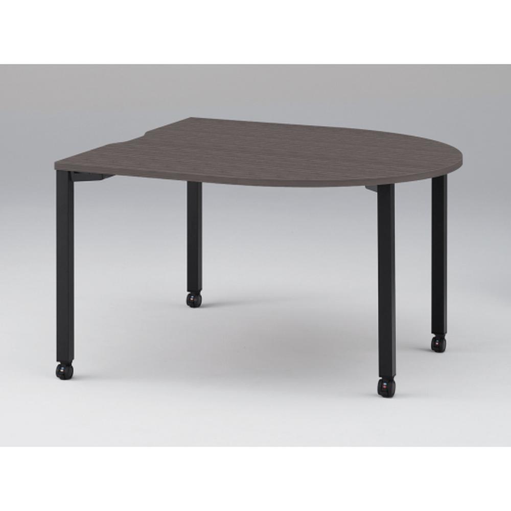 アクトリンク ミーティングテーブル 片R型 配線キャップなし キャスター脚 W1400×D1400×H720　JPM-1414RNC-TR　［TR：天板 81/アッシュドオークD×脚 T1/サテンブラックT］