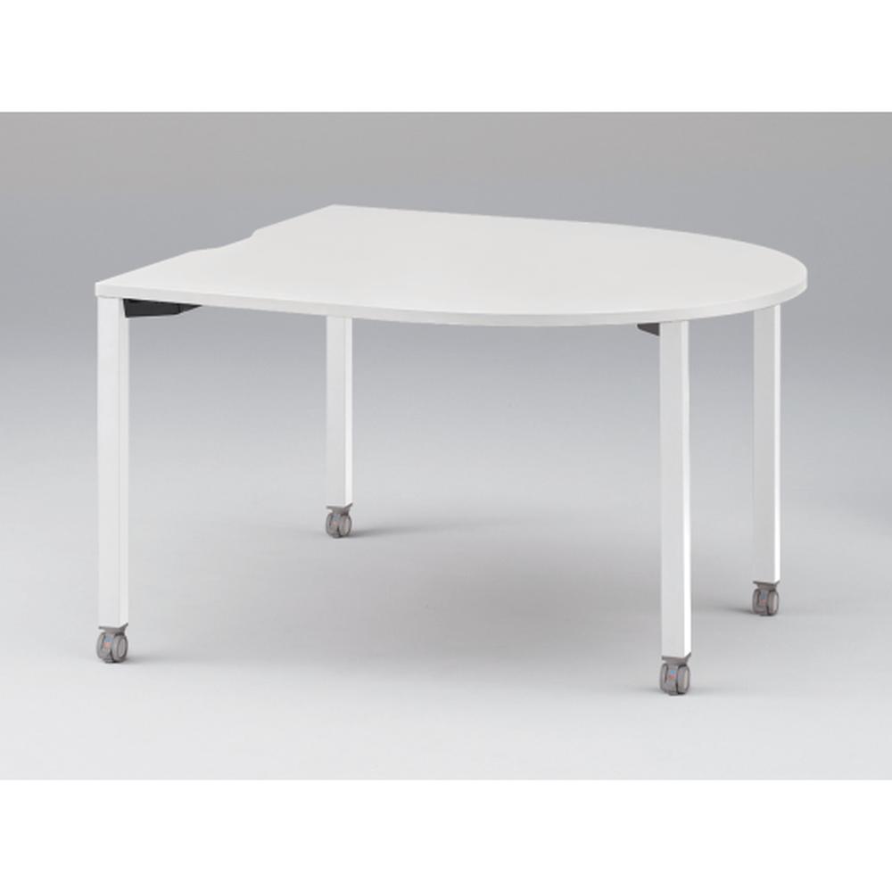 アクトリンク ミーティングテーブル 片R型 配線キャップなし キャスター脚 W1400×D1400×H720　JPM-1414RNC-WL　［WL：天板 W9/ホワイトW×脚 W9/ホワイトW］