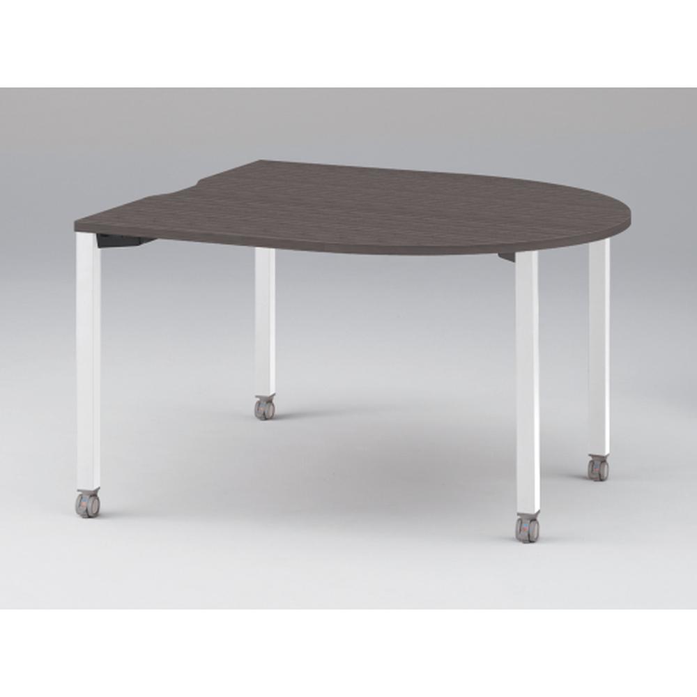 アクトリンク ミーティングテーブル 片R型 配線キャップなし キャスター脚 W1400×D1400×H720　JPM-1414RNC-WR　［WR：天板 81/アッシュドオークD×脚 W9/ホワイトW］