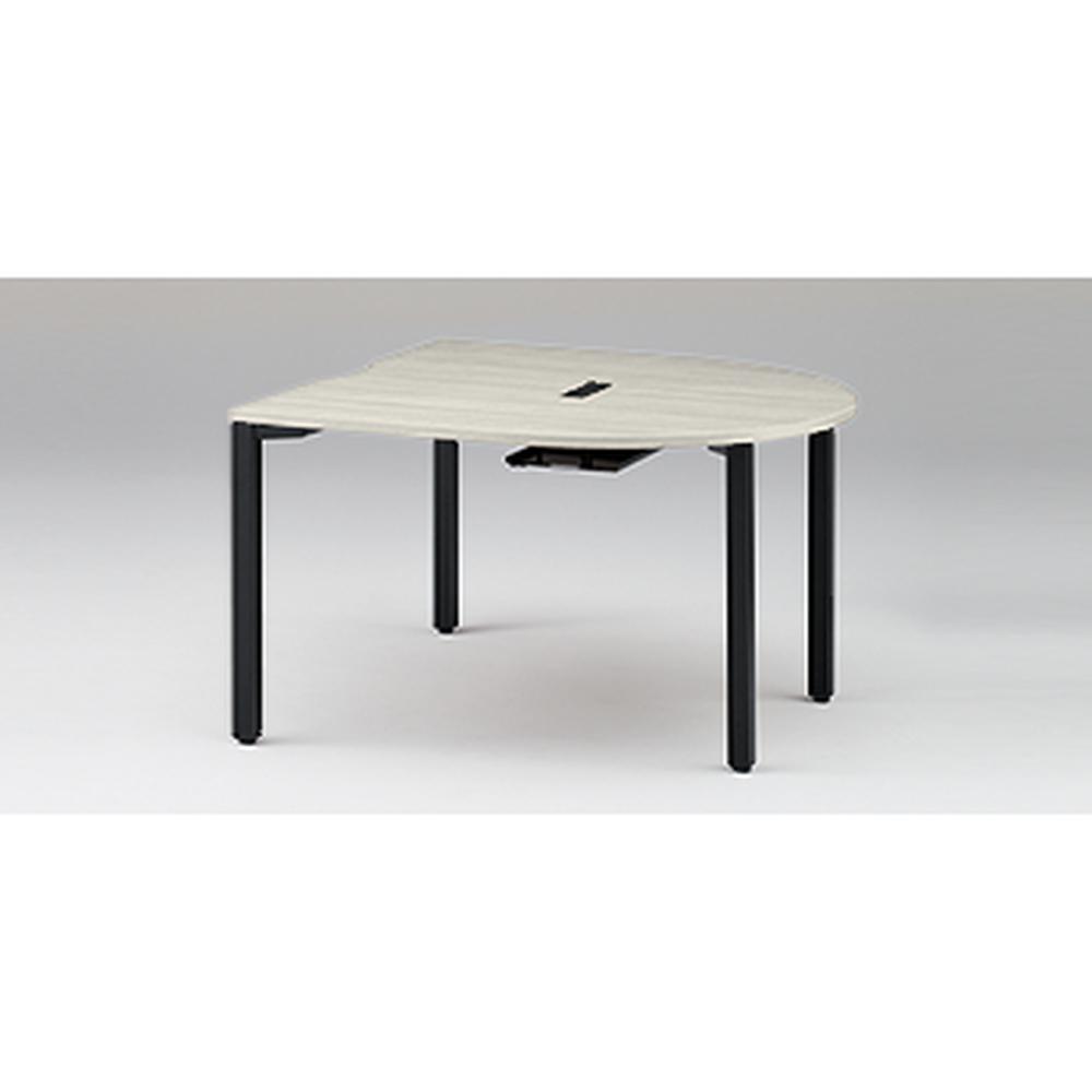 アクトリンク ミーティングテーブル 片R型 配線キャップ付 アジャスター脚 W1400×D1400×H720　JPM-1414RWA-TH　［TH：天板 61/アッシュドパインL×脚 T1/サテンブラックT］