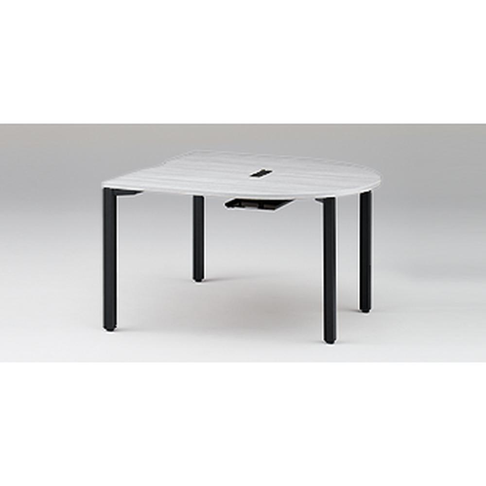 アクトリンク ミーティングテーブル 片R型 配線キャップ付 アジャスター脚 W1400×D1400×H720　JPM-1414RWA-TL　［TL：天板 W9/ホワイトW×脚 T1/サテンブラックT］