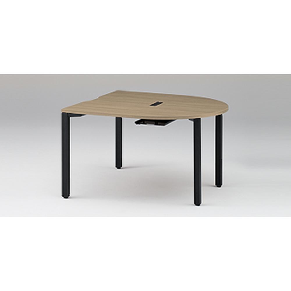 アクトリンク ミーティングテーブル 片R型 配線キャップ付 アジャスター脚 W1400×D1400×H720　JPM-1414RWA-TM　［TM：天板 71/アッシュドオークＭ×脚 T1/サテンブラックT］