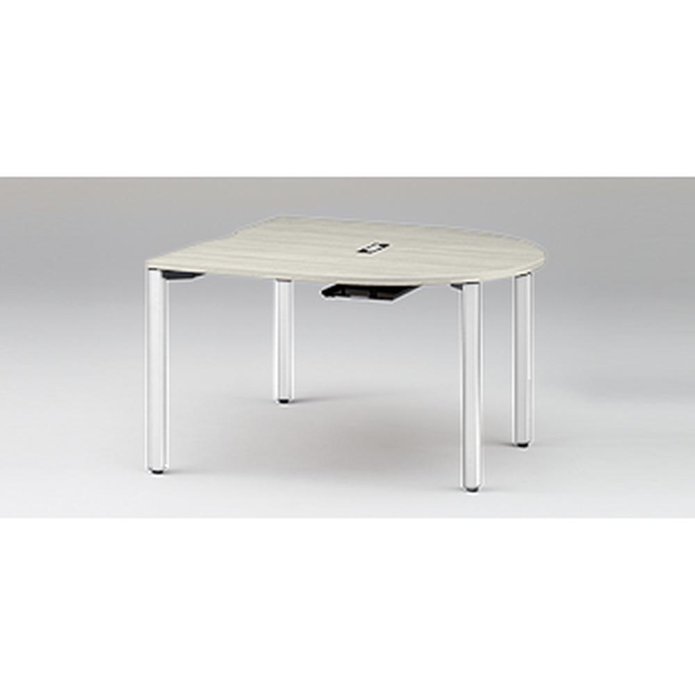 アクトリンク ミーティングテーブル 片R型 配線キャップ付 アジャスター脚 W1400×D1400×H720　JPM-1414RWA-WH　［WH：天板 61/アッシュドパインL×脚 W9/ホワイトW］