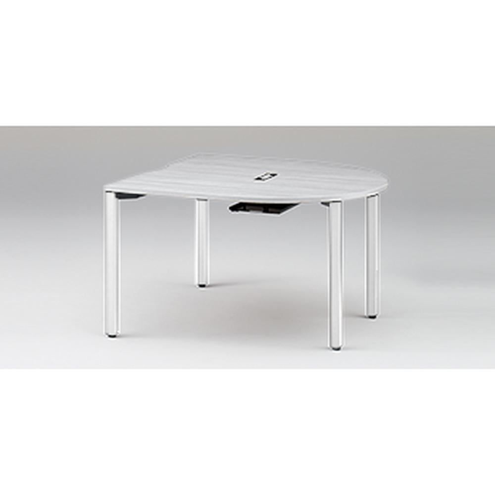 アクトリンク ミーティングテーブル 片R型 配線キャップ付 アジャスター脚 W1400×D1400×H720　JPM-1414RWA-WL　［WL：天板 W9/ホワイトW×脚 W9/ホワイトW］
