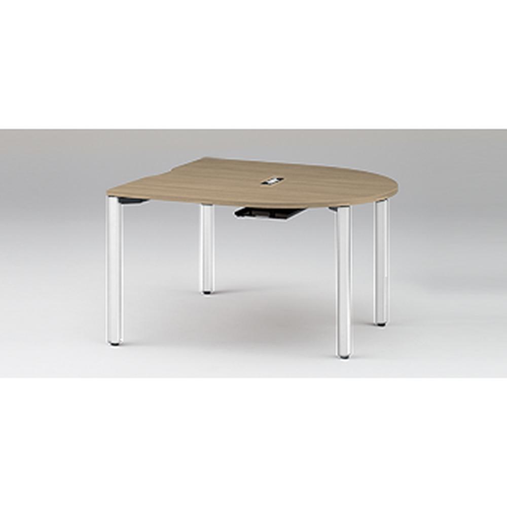 アクトリンク ミーティングテーブル 片R型 配線キャップ付 アジャスター脚 W1400×D1400×H720　JPM-1414RWA-WM　［WM：天板 71/アッシュドオークM×脚 W9/ホワイトW］