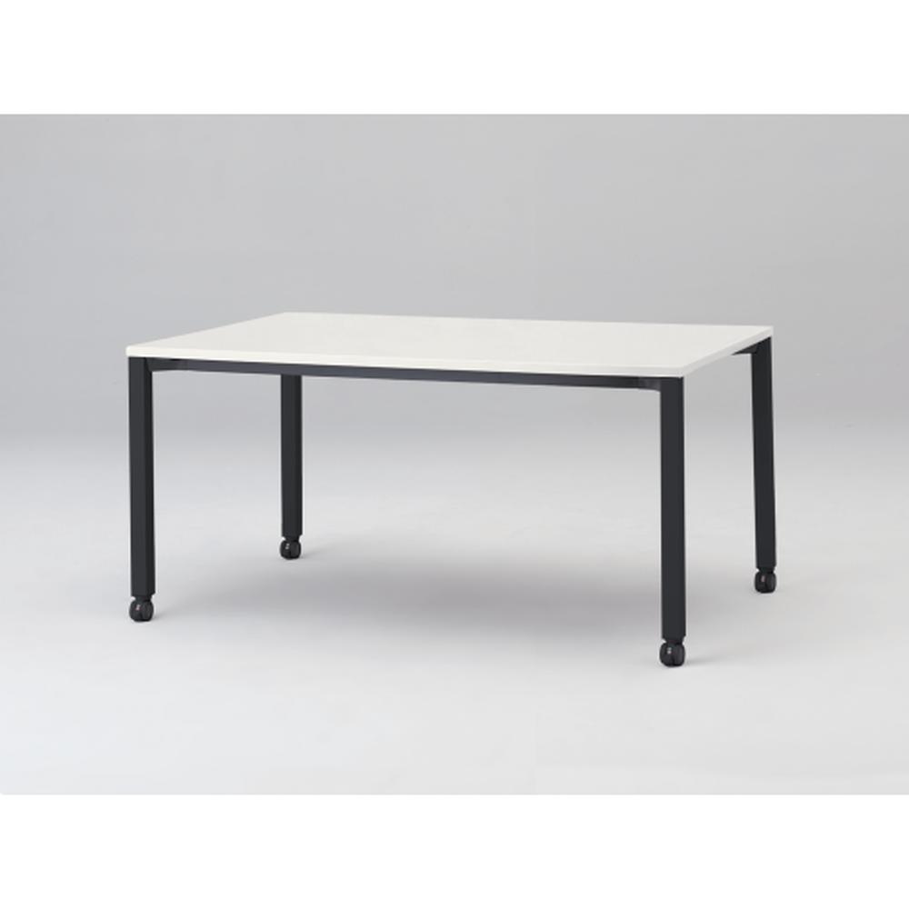 アクトリンク ミーティングテーブル 角型 配線キャップなし キャスター脚 W1500×D700×H720　JPM-1507HNC-TL　［TL：天板 W9/ホワイトW×脚 T1/サテンブラックT］
