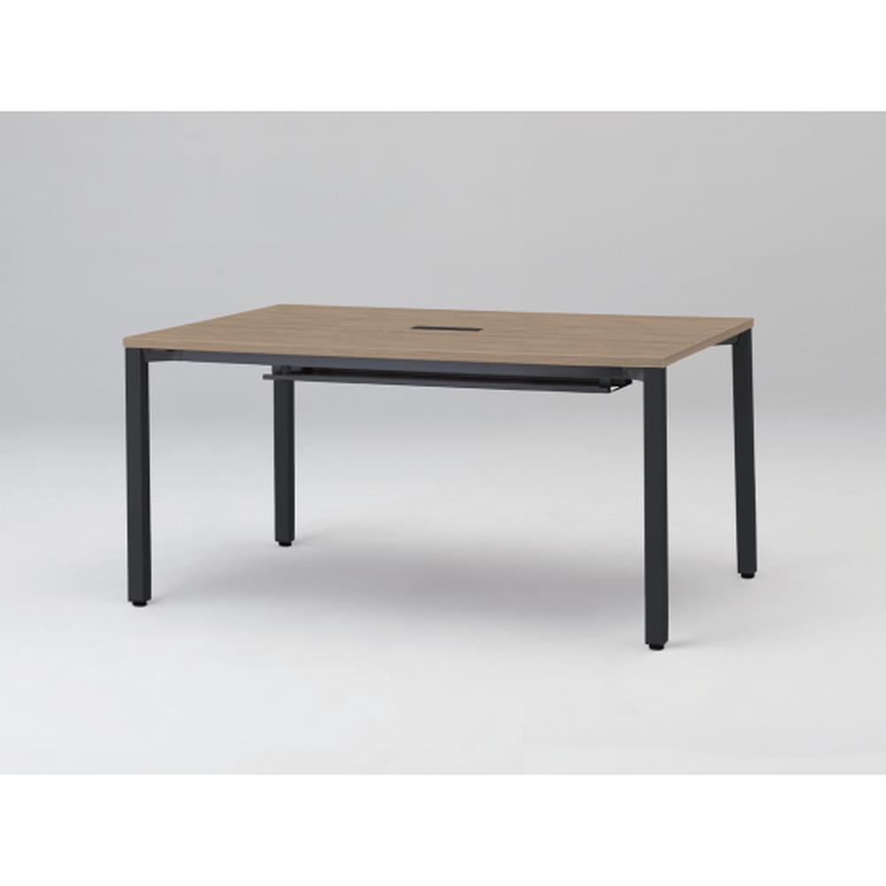 アクトリンク ミーティングテーブル 角型 配線キャップ付 アジャスター脚 W1500×D700×H720　JPM-1507HWA-TM　［TM：天板 71/アッシュドオークＭ×脚 T1/サテンブラックT］