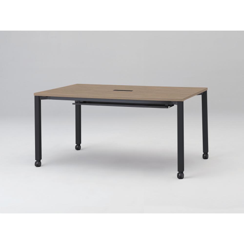 アクトリンク ミーティングテーブル 角型 配線キャップ付 キャスター脚 W1500×D700×H720　JPM-1507HWC-TM　［TM：天板 71/アッシュドオークＭ×脚 T1/サテンブラックT］