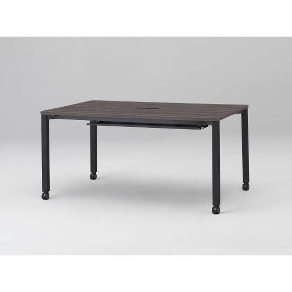 アクトリンク ミーティングテーブル 角型 配線キャップ付 キャスター脚 W1500×D700×H720　JPM-1507HWC-TR　［TR：天板 81/アッシュドオークD×脚 T1/サテンブラックT］