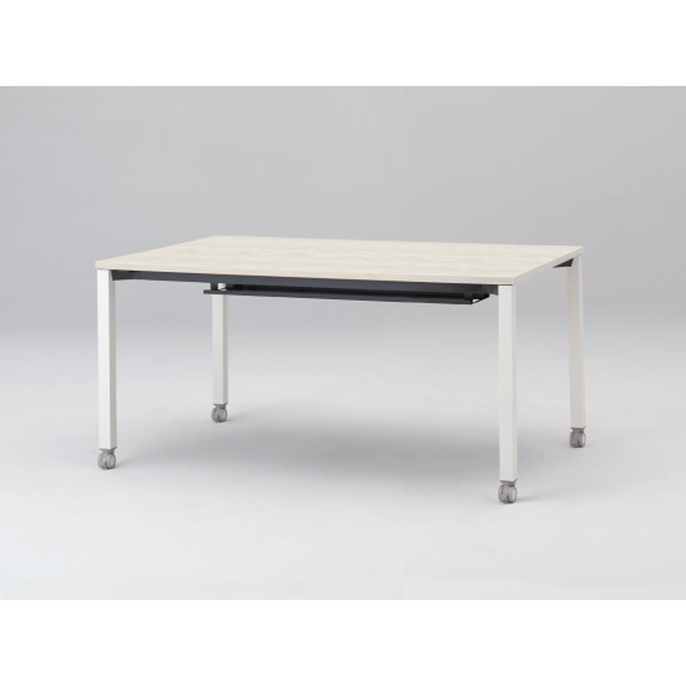 アクトリンク ミーティングテーブル 角型 配線キャップ付 キャスター脚 W1500×D700×H720　JPM-1507HWC-WH　［WH：天板 61/アッシュドパインL×脚 W9/ホワイトW］