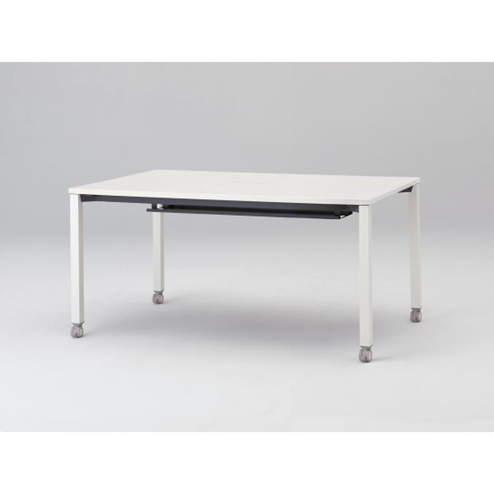 アクトリンク ミーティングテーブル 角型 配線キャップ付 キャスター脚 W1500×D700×H720　JPM-1507HWC-WL　［WL：天板 W9/ホワイトW×脚 W9/ホワイトW］