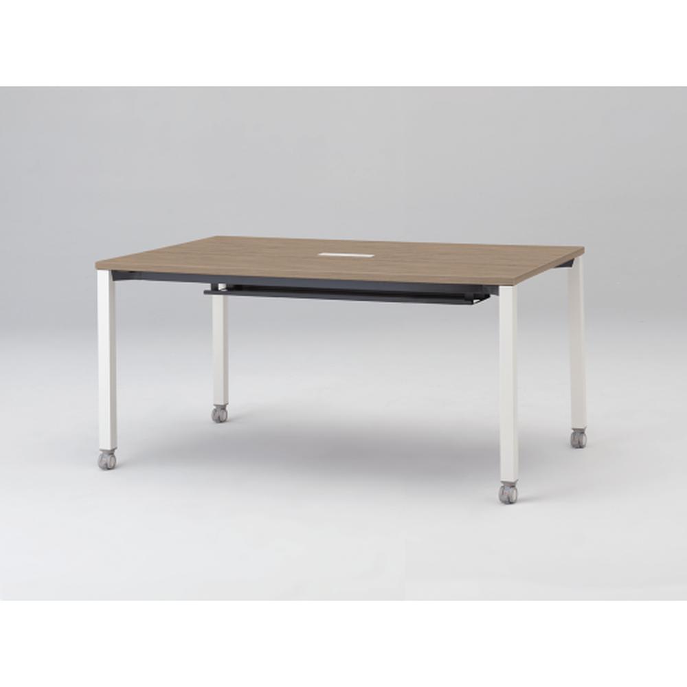 アクトリンク ミーティングテーブル 角型 配線キャップ付 キャスター脚 W1500×D700×H720　JPM-1507HWC-WM　［WM：天板 71/アッシュドオークM×脚 W9/ホワイトW］