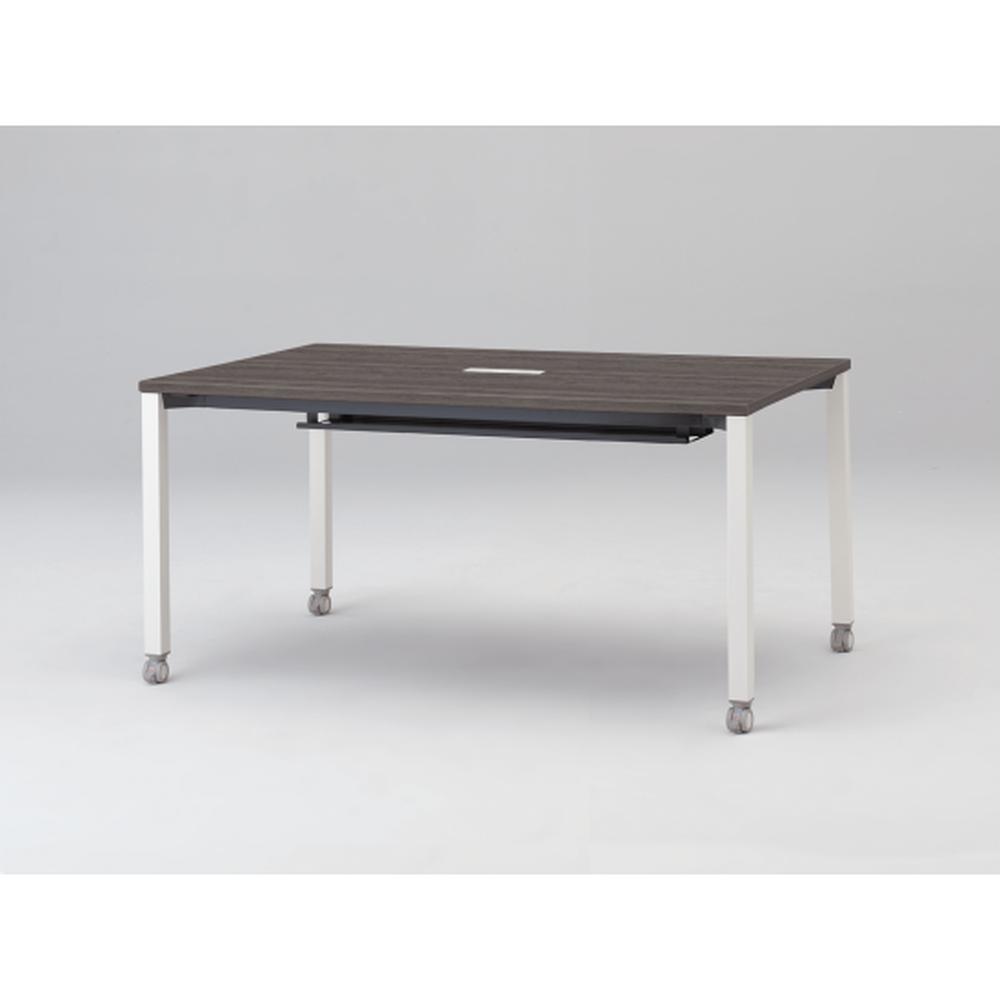 アクトリンク ミーティングテーブル 角型 配線キャップ付 キャスター脚 W1500×D700×H720　JPM-1507HWC-WR　［WR：天板 81/アッシュドオークD×脚 W9/ホワイトW］