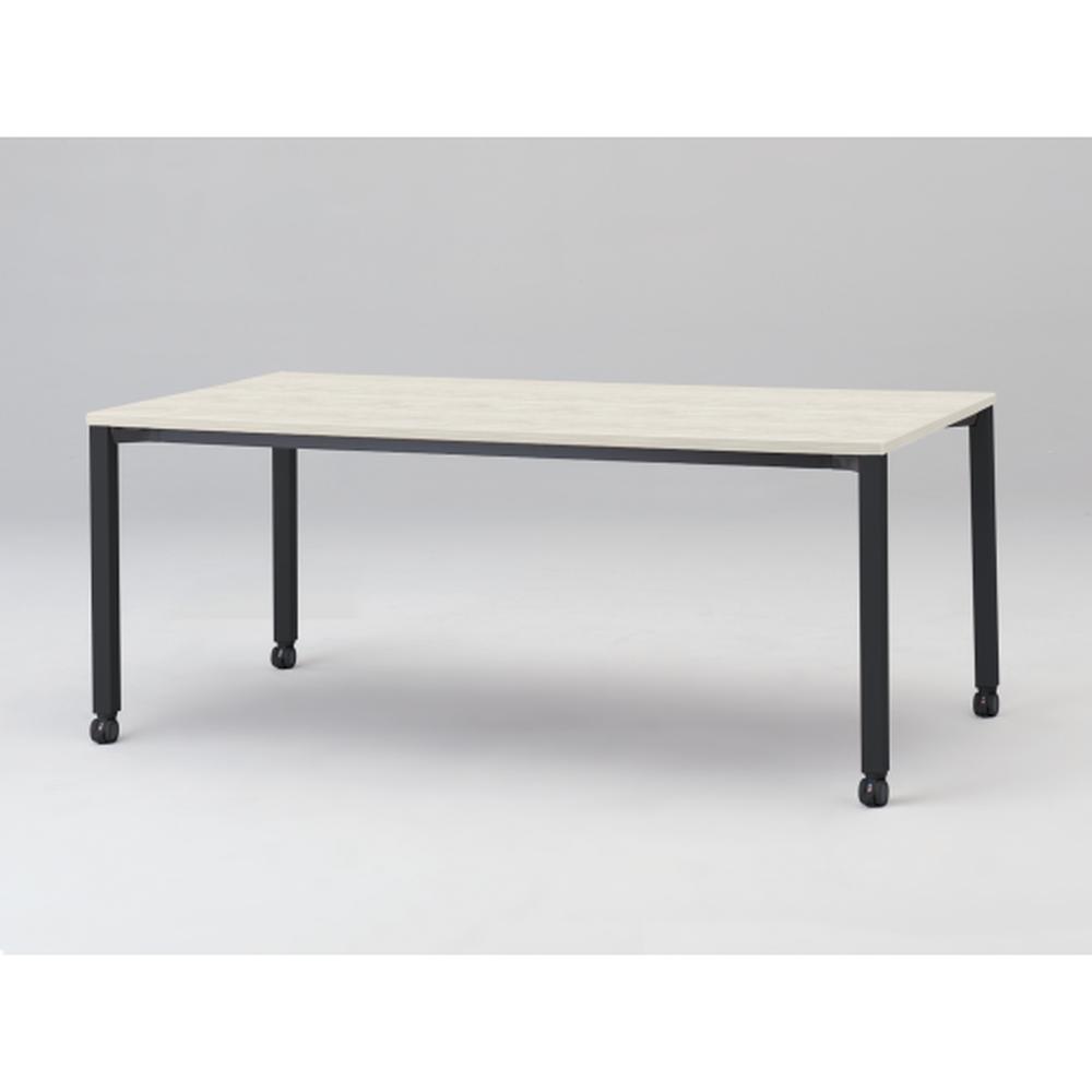 アクトリンク ミーティングテーブル 角型 配線キャップなし キャスター脚 W1800×D900×H720　JPM-1809HNC-TH　［TH：天板 61/アッシュドパインL×脚 T1/サテンブラックT］
