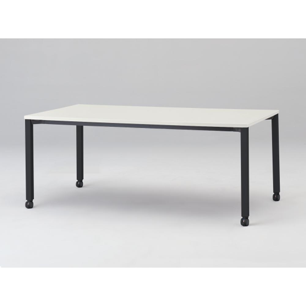 アクトリンク ミーティングテーブル 角型 配線キャップなし キャスター脚 W1800×D900×H720　JPM-1809HNC-TL　［TL：天板 W9/ホワイトW×脚 T1/サテンブラックT］