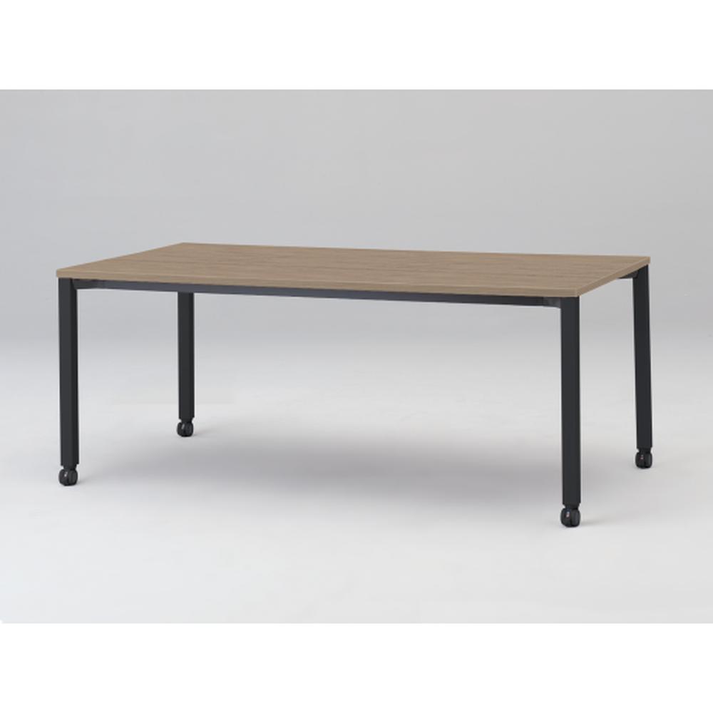 アクトリンク ミーティングテーブル 角型 配線キャップなし キャスター脚 W1800×D900×H720　JPM-1809HNC-TM　［TM：天板 71/アッシュドオークＭ×脚 T1/サテンブラックT］