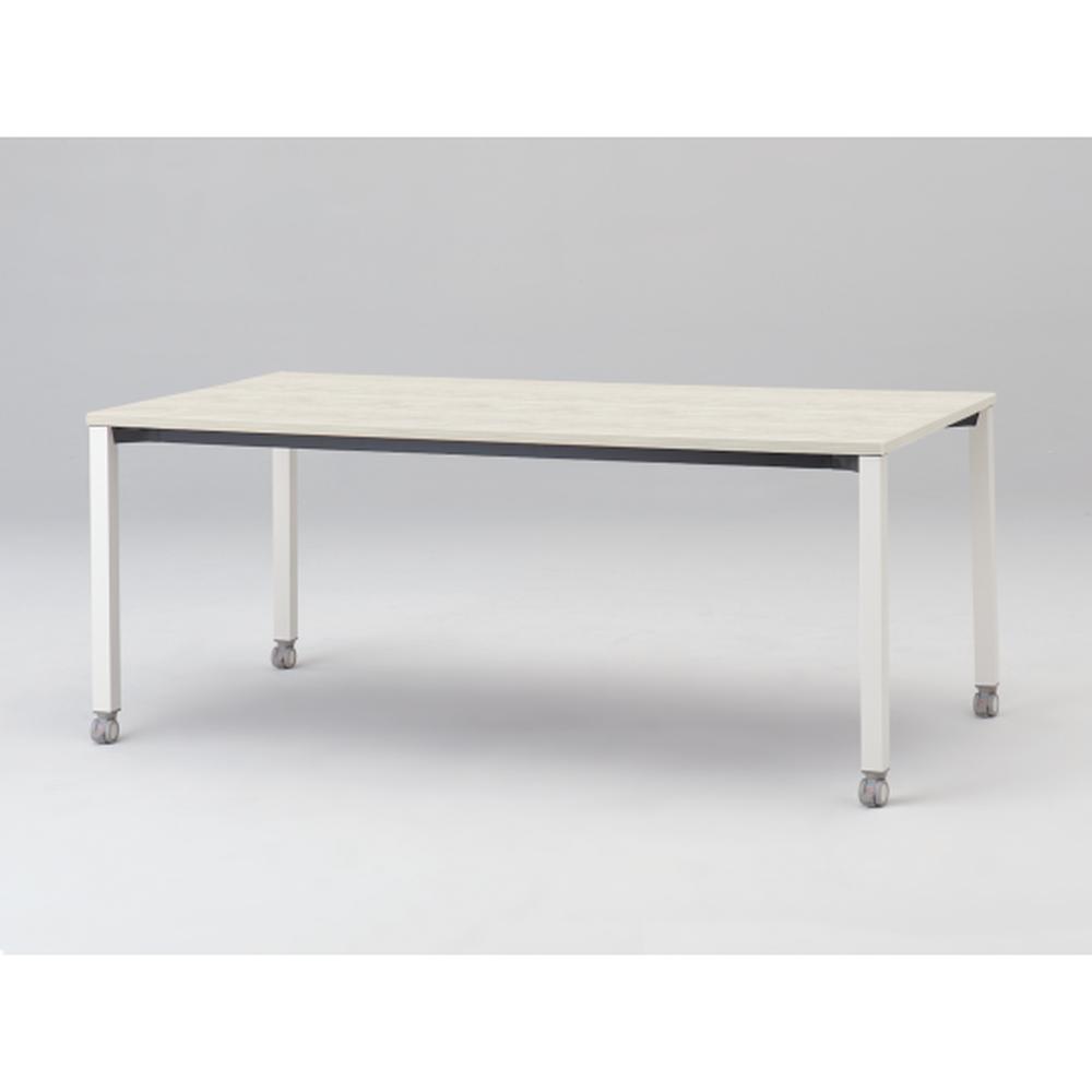 アクトリンク ミーティングテーブル 角型 配線キャップなし キャスター脚 W1800×D900×H720　JPM-1809HNC-WH　［WH：天板 61/アッシュドパインL×脚 W9/ホワイトW］