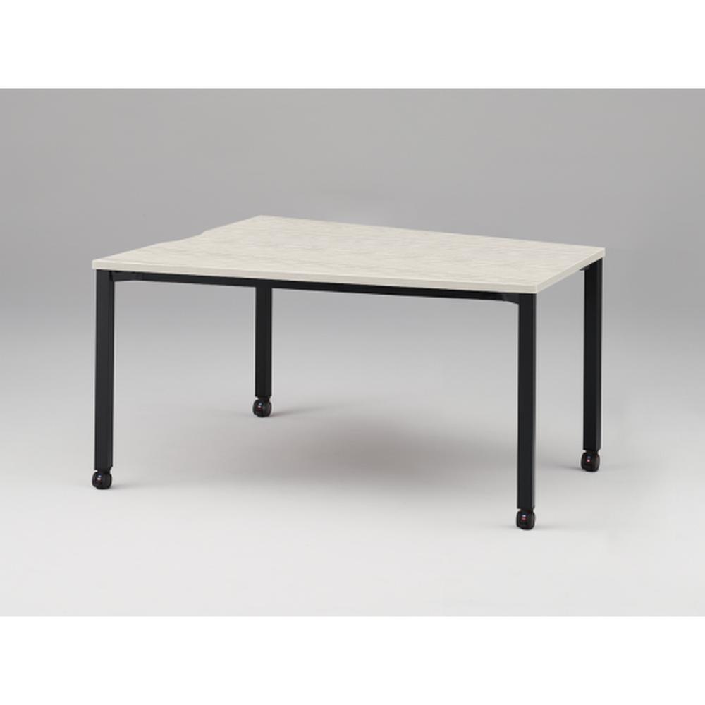 アクトリンク ミーティングテーブル 台形型 配線キャップなし キャスター脚 W1800×D1200/800×H720　JPM-1812TNC-TH　［TH：天板 61/アッシュドパインL×脚 T1/サテンブラックT］