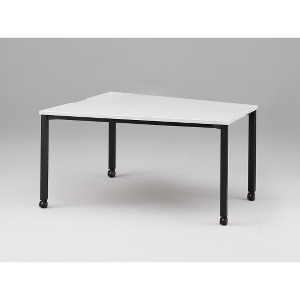 アクトリンク ミーティングテーブル 台形型 配線キャップなし キャスター脚 W1800×D1200/800×H720　JPM-1812TNC-TL　［TL：天板 W9/ホワイトW×脚 T1/サテンブラックT］