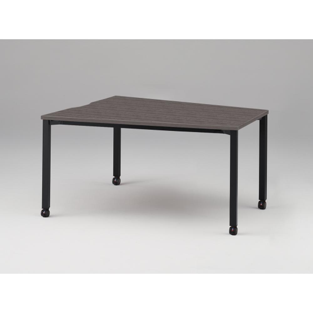 アクトリンク ミーティングテーブル 台形型 配線キャップなし キャスター脚 W1800×D1200/800×H720　JPM-1812TNC-TR　［TR：天板 81/アッシュドオークD×脚 T1/サテンブラックT］