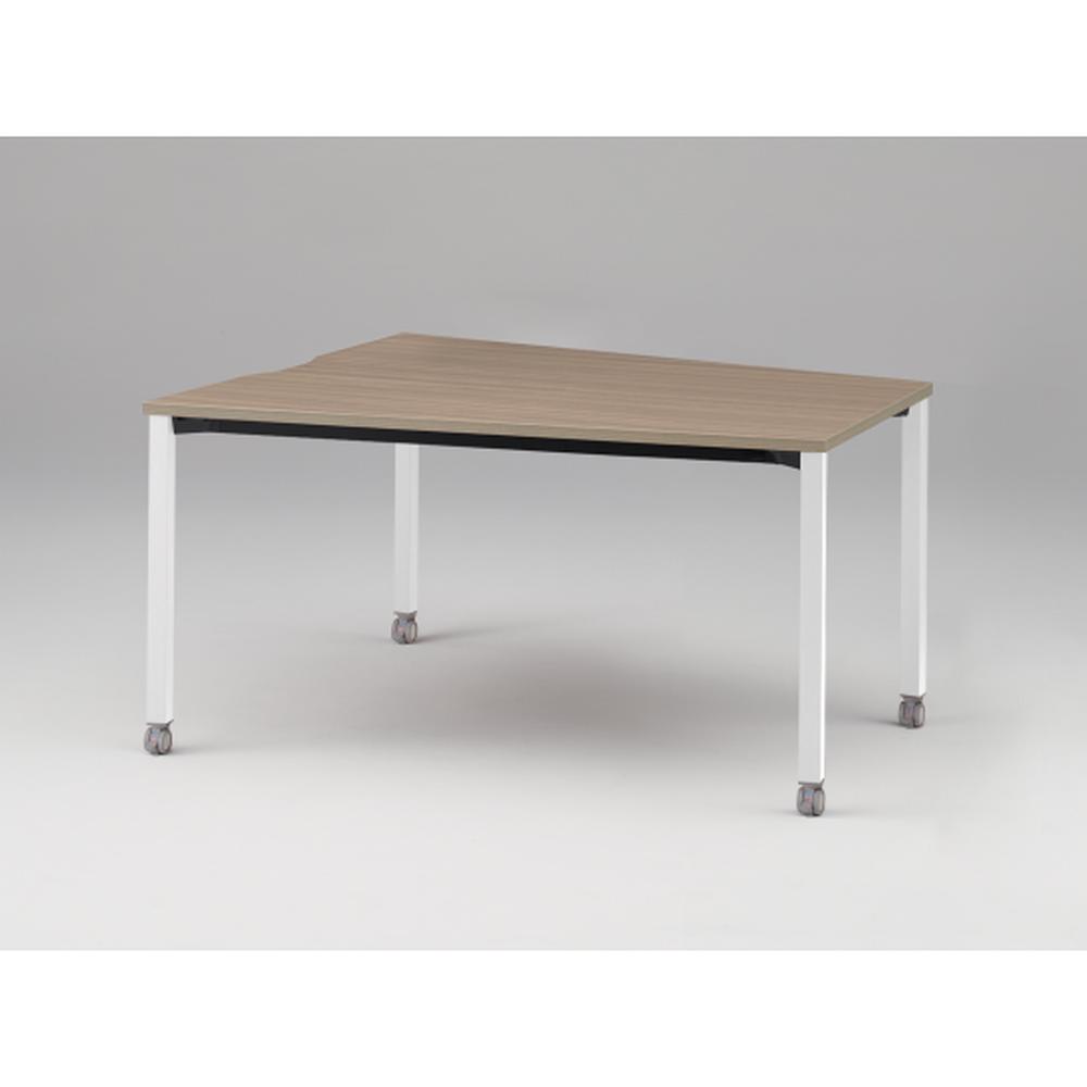 アクトリンク ミーティングテーブル 台形型 配線キャップなし キャスター脚 W1800×D1200/800×H720　JPM-1812TNC-WM　［WM：天板 71/アッシュドオークM×脚 W9/ホワイトW］