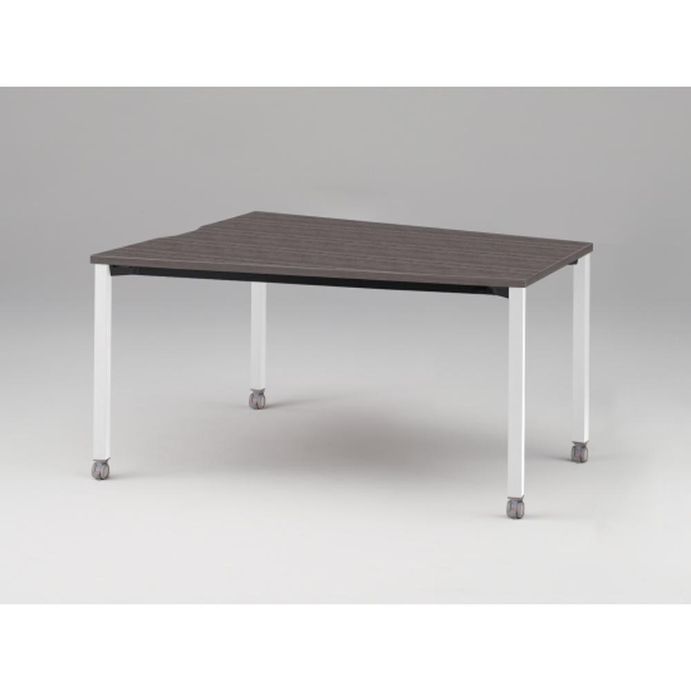 アクトリンク ミーティングテーブル 台形型 配線キャップなし キャスター脚 W1800×D1200/800×H720　JPM-1812TNC-WR　［WR：天板 81/アッシュドオークD×脚 W9/ホワイトW］