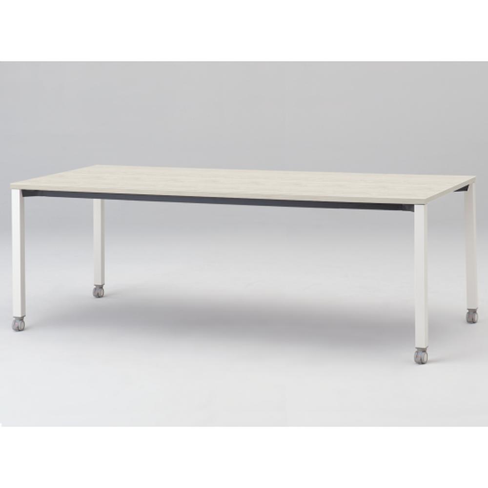 アクトリンク ミーティングテーブル 角型 配線キャップなし キャスター脚 W2100×D900×H720　JPM-2109HNC-WH　［WH：天板 61/アッシュドパインL×脚 W9/ホワイトW］