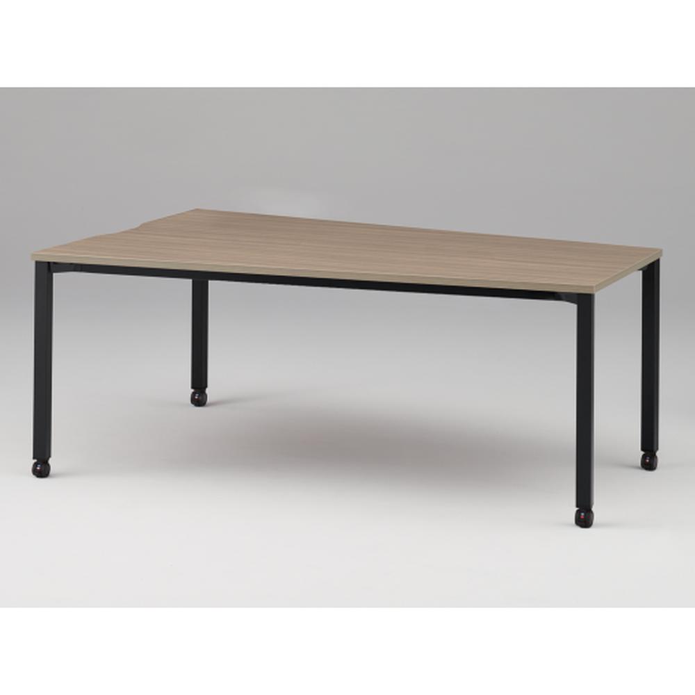 アクトリンク ミーティングテーブル 台形型 配線キャップなし キャスター脚 W2400×D1200/800×H720　JPM-2412TNC-TM　［TM：天板 71/アッシュドオークＭ×脚 T1/サテンブラックT］