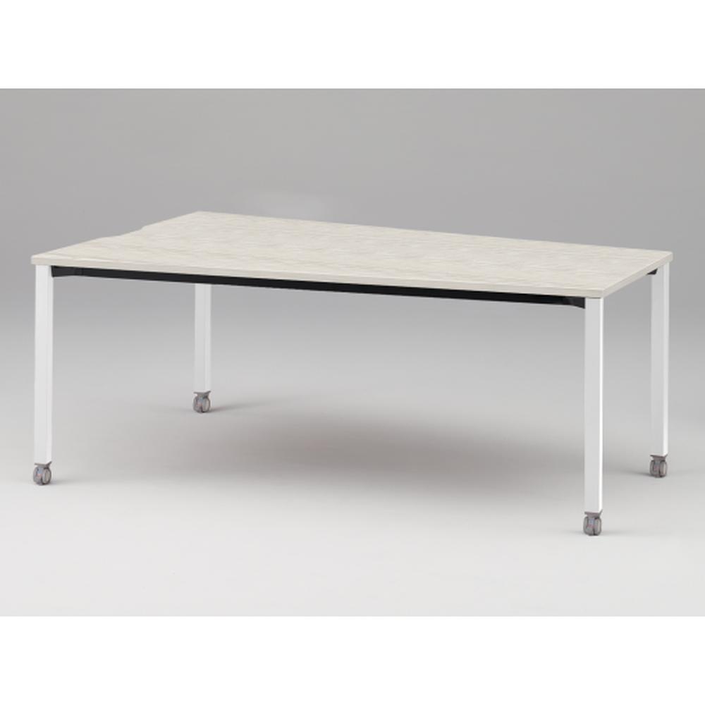 アクトリンク ミーティングテーブル 台形型 配線キャップなし キャスター脚 W2400×D1200/800×H720　JPM-2412TNC-WH　［WH：天板 61/アッシュドパインL×脚 W9/ホワイトW］