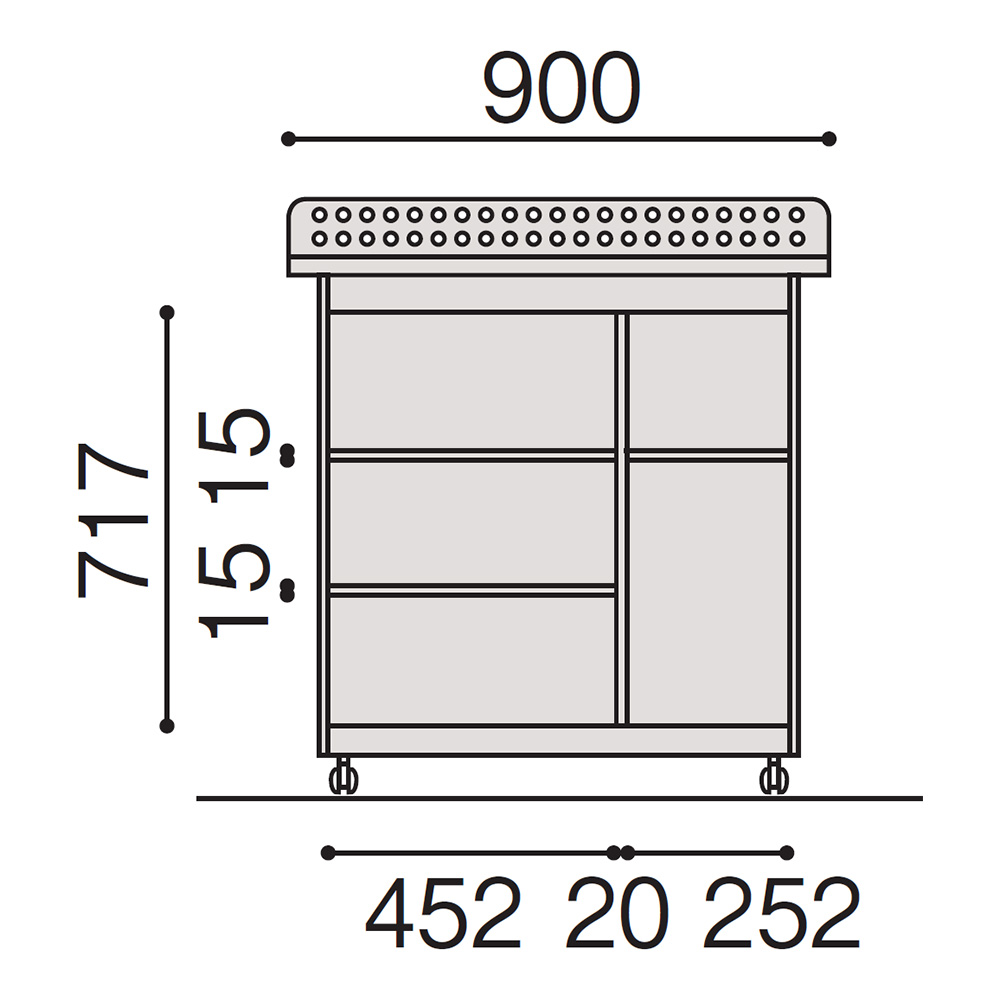 スチール製キッチンキャビネット W900　HAK-0910S-WE