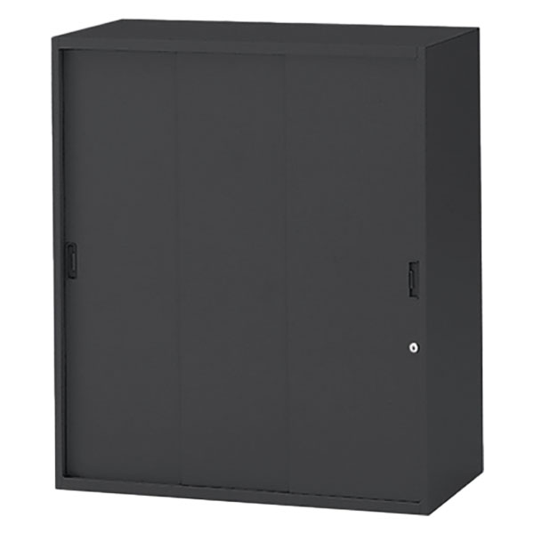 シンラインキャビネット 3枚引戸型 上段用 HTM-109RSN-T1 W900 × D450 シリンダー錠付  [ サテンブラックT ]
