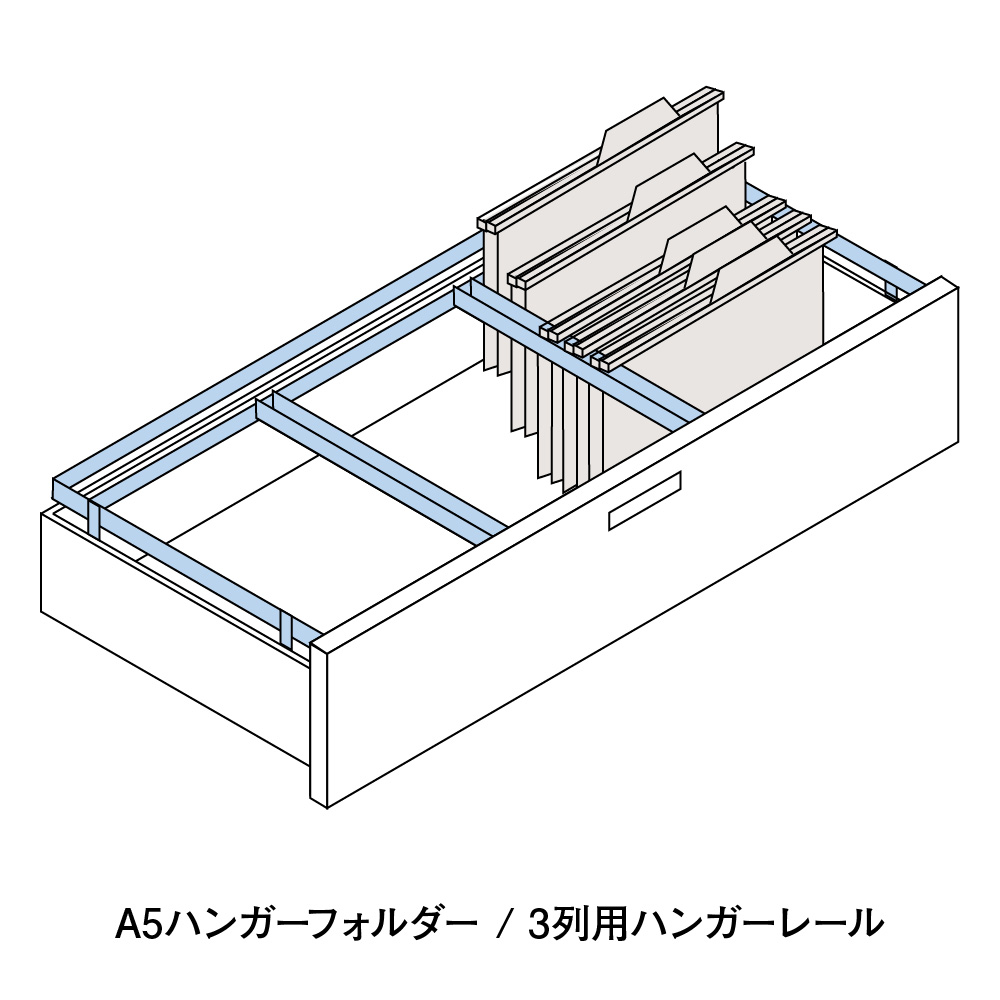 シンラインキャビネット A5ハンガーフォルダー/3列用ハンガーレール（HZM-A5HV）