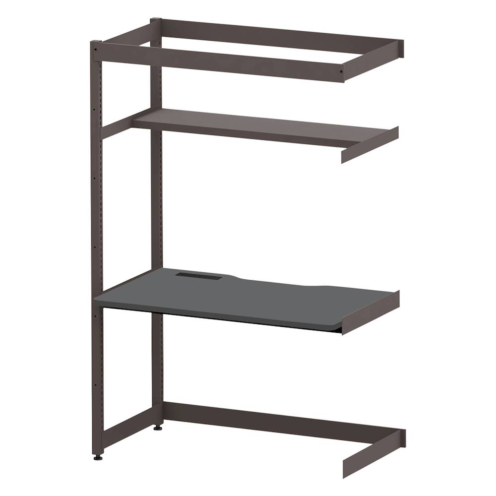 コモンファニチャー　CUC-127TNH3-HC　シェルフデスク 棚付タイプ 連増 樹脂エッジ　W1200×D700×H1800［ブラウン×ダークグレー］