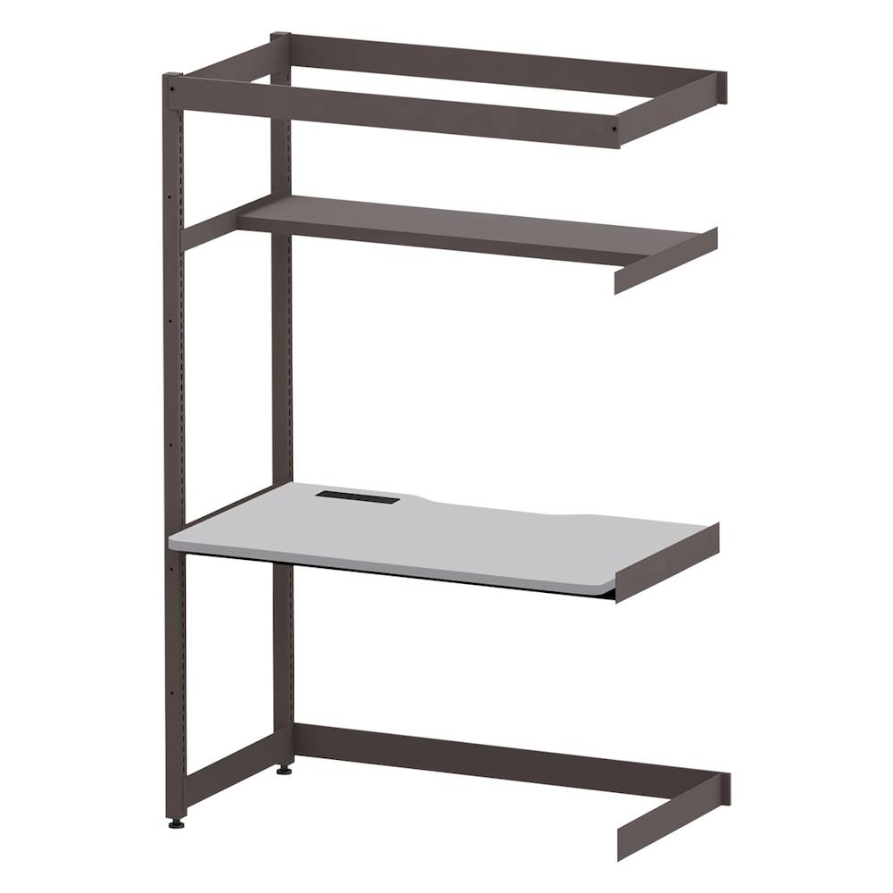 コモンファニチャー　CUC-127TNH3-HF　シェルフデスク 棚付タイプ 連増 樹脂エッジ　W1200×D700×H1800［ブラウン×ライトグレー］