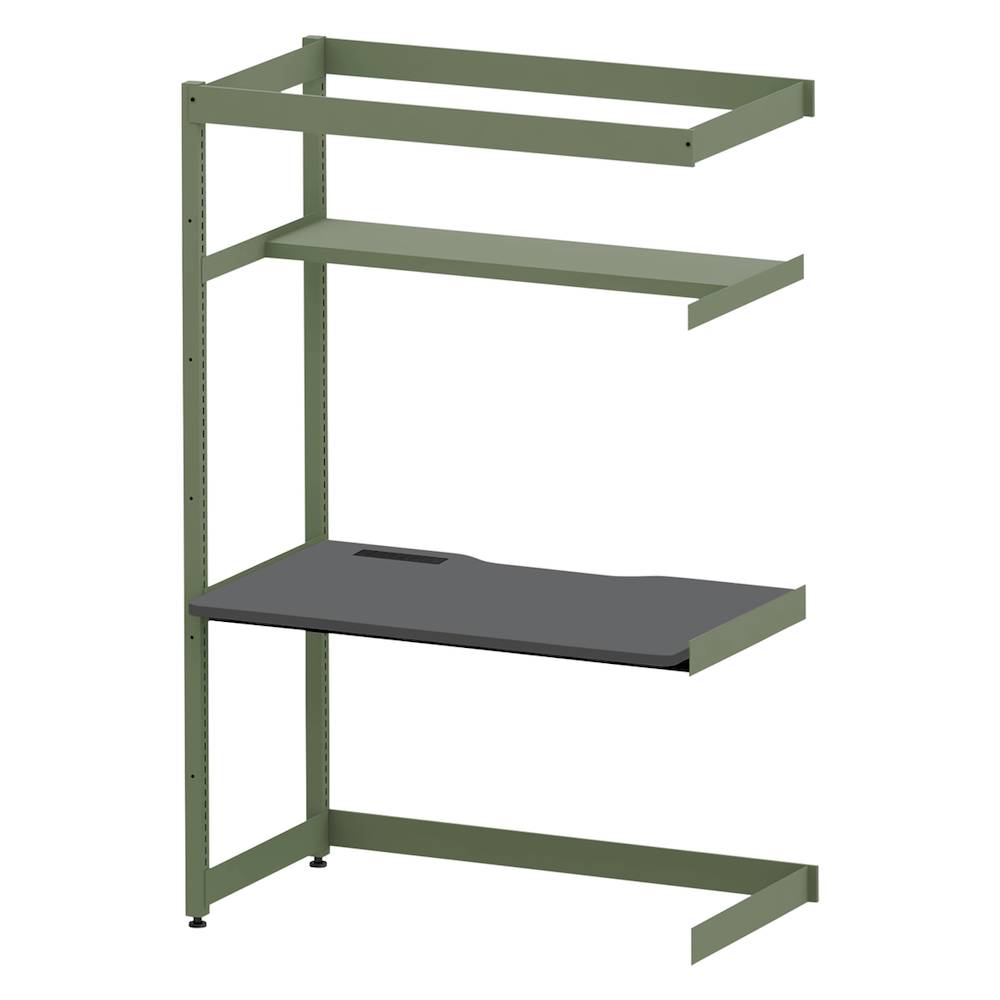 コモンファニチャー　CUC-127TNH3-QC　シェルフデスク 棚付タイプ 連増 樹脂エッジ　W1200×D700×H1800［グリーン×ダークグレー］